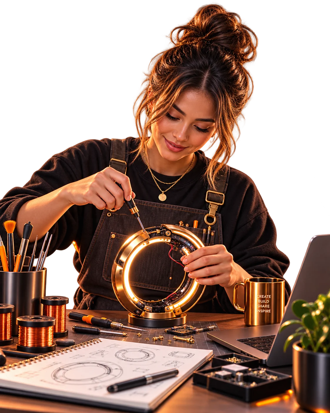 Fictional maker teaching her craft